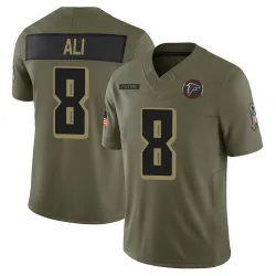 Limited Josh Ali Men's Atlanta Falcons Olive 2025 Salute to Service Jersey - Nike